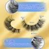 9 paires de faux cils en vison D Curl, légers, naturels, extensions de cils entrecroisés, doux, réutilisables, confortables, sans cruauté envers les animaux