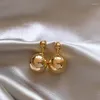 Brincos de luxo retro ouro cor bola pingente 2023 design de moda jóias para o natal feminino minimalista eardrop acessórios