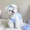 Vêtements pour chiens Chiot Chemise à carreaux bleu Été Jupe de style mince Pet Jolie Princesse Teddy Jarretelle Robe respirante que l'ours sans chapeau