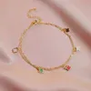 Designer Anklets Loves Par 5 Flowers Jewel Clover 18K Gold Chains Steel Mother of Pearl Färgglad tjock kedja för Mothers Day Chrismas Party Holiday Gift