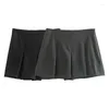 스커트 Norpojin Black Grey Pleated Mini Skirt for Women Elegant High-Waist Skort Female Clothing