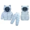 Kleidungssets Kleinkind Winter Baby Outwear Mädchen Jungen Kleidungssets Warme Faux Daunenjacke Anzug Kinder Kinder Schneeanzug Mäntel Weste Hosen Overalls 231010