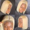 Syntetiska peruker Blond Bob Wigs Deep Part 13*4 Frontal Wig Human Hair Spets Front Wigs For Black Women Pre Pluched Bleached Knots Blond spetsar 231010