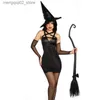 Costume a tema Fantasia Strega nera Fancy Dress Up Abito da festa Carnevale Abbigliamento per spettacoli Halloween Vieni Strega Vieni Cosplay per adulti Q231010