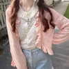 Tricots pour femmes doux Kawaii doux fille mignon tricoté Cardigan haut pour femme japonais couleur unie JK volants à manches longues bouton Lolita pull manteau