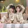 Pajamas Silk for Girls Boy Pajama مجموعات الصيف الخريف الساتان الأكمام الطويلة الأزياء الرمادية Pijama Baby Kid Pajamas Sleepwear Suit 314y 231010