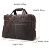 Briefcases Men Business Briefcase Vintage Crazy Horse Genuine Leather Messenger Bag 15.6" 17" Laptop Document Office Handbag Tote