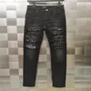 FALECTION HERREN 21SS AMIMIKE JEANS DISTRESSED BANDANNA PATCH RIPPED DENIM Jeans293j