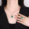 Colares Pingente EYIKA Vintage Almofada Corte Lab Emerald Sapphire Ruby Colar para Mulheres Cheio CZ Fusão Pedra Festa de Casamento Fine Jewelry