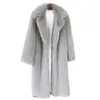 Femmes fourrure fausse blanc Long manteau femmes automne hiver grande veste pardessus col rabattu poches épais chaud vestes Maxi manteaux 231010