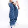 Jeans da uomo Pantaloni tendenza casual Pantaloni larghi a gamba larga scozzesi Hip Hop