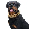 Edelstahl-Hundehalsband, Heimtierbedarf, Zubehör, Haustier-Hundekette, mittelgroße und große Hunde, massives Gold, kubanische Kette, Halsband Perro 2260K