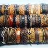 Charm Bracelets MIXMAX 100pcs retro leather bracelets for men's women's unisex handmade surfer cuff black brown color bangle wristband jewelry 231009