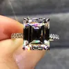 Luxury 100% 925 Sterling Silver Created Emerald cut 4ct Diamond Wedding Engagement Cocktail Women Rings Fine Jewelry whole P08212I