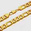 12mm Wide 24K Real Yellow Solid Gold GF Mens Necklace 24inch Curb Chain Jewelry 278q