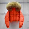 Women's Down Parkas Janveny Big Natural Raccoon Fur Hooded Winter Luxury Down Jacket Women Short Fluffy Puffer Coat Female Duck Down Bread Parkas J231010