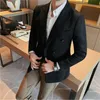 Mens Jackets 브랜드 고품질 정장 블레이저 남성 슬림 핏 패션 순수한 컬러 Chamois 가죽 양털 드레스 턱시도 사무실 231009