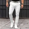 Men's Pants Solid Color Trousers Slim Fit Business Office With Slant Pockets Zipper Fine Sewing Workwear For A Polished