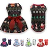 Vêtements de chien d'hiver Robes d'animaux de Noël Vêtements de Noël Chaud Jupe imprimée mignonne pour chiot chat chaton robe coton costume de vêtements pour animaux de compagnie