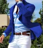 Ternos masculinos 2023 terno azul real um botão 2 peças formal lapela plana negócios smoking tailcoat padrinhos para casamento (calças blazer)