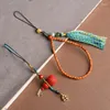 Keychains handvävda cinnabar Small kalebass mobiltelefon hänge bilnyckel hängande olivkärna Hetian Jade National Ethnic Ornaments
