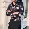 Mode Neue Muster Vogel Druck Barock Slim Fit Party Club Männer Camisa Homem Männlichen Langarm-shirt Frühling Clothes203Y