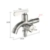 Bathroom Sink Faucets 304 Stainless Steel Brushed 1in 2 Out Double Bibcock Outdoor Garden Washing Machine Mop Tap Thread G1/2' Wall Mount