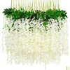 Decorative Flowers & Wreaths 12Pcs Set Wisteria Vine Fake Flower Artificial Hanging Flowers For Home Garden Wedding Birthday Christmas Dhmb1