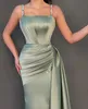 Elegant Mermaid Evening Dresses for Women Spaghetti Straps Pleats Draped Floor Length Formal Occasions Wear Party Second Reception Birthday Pageant Prom Gowns