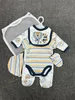 Conjunto de roupas para bebês recém-nascidos, 5 peças, 0-9m, algodão, meninos, meninas, presentes, conjunto de roupas, macacão, macacão, chapéu, luvas bib