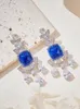 Pendientes de pernos de estilo de colección de diseñadores Dama de mujeres Mujeres Blue Cúcicas Cúcicas Diamantes Diamantes Color de oro Tassels Dinner Party Eardrop