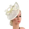 Basker bröllop kvinnor fascinator topp hatt pannband hår tillbehör retro cocktail te party huvudbonad brud huvudstycke chapeau femme