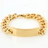 Christmas Gift Fashion Stainless Steel ID Bracelet Men Charm Jewelry Chain Cuff Whole Polished Gold Colors 15mm Wide236y