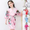 Pyjamas Summer Girls Silk Robe Solid Color Childrens Soft Kids Bathrobe Satin Sleepwear Dressing Gown for Children 231010