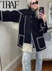 Misto lana da donna TRAF con sciarpa Trench oversize da donna autunno inverno caldo spesso manica lunga bottoni giacca allentata frangivento femminile 231010
