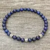 SN0326 Fashion Mens 6mm Beads Armband Lapis Lazuli Armband Womens eller Mens Natural Stone Stretch Armband Beaded Jewelry2395