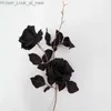 Autres fournitures de fête d'événement Simulation 2 fleurs Bouquet de roses noires Accueil Salon Table à manger Mariage Halloween Décoration Foncé Artificielle Fausses Fleurs Q231010