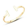 Bangle Moda Duplo T Forma Cuff Pulseiras Para Mulheres Boho Jóias Único 316L Aço Inoxidável Homens Tamanho Ajustável Drop226C