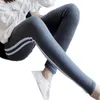 Leggings con estampado de rayas, mallas de entrenamiento sexis para mujer, Jeggings Push Up, pantalones negros de cintura alta elásticos para gimnasio y Fitness