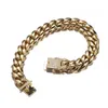 Charm Bracelets Miami Cuban Link Curb Chain Bracelet for women mens Bangls Gold Color Stainless Steel Luxury crystal Wristband Chains Jewelry 231009