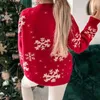 Kobiety swetry świąteczne 2023 SWEATER Kobiet Płatek śniegu ciepły zagęszcza skoczek swobodny luźne dzianiny pełne rękaw o pull femmel231010