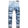 Jeans pour hommes de haute qualité lettre étoile jean hommes broderie patchwork déchiré pour tendance marque moto pantalon hommes maigre