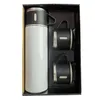 Set regalo thermos per sublimazione da 500 ml, set regalo thermos isolato sotto vuoto, in acciaio inox, 500 ml, con 3 coperchi colorati, per caffè, tè, fai da te