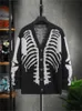 Chandails pour hommes Harajuku rétro hommes crâne imprimé cardigan à manches longues pull cardigan col en v boutonné manteau 231009