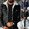 Jaquetas masculinas populares homens casaco inverno denim casaco lapela punk turndown colarinho casaco de pelúcia forro t231010