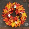 Inne imprezy imprezowe zapasy jesienne wieniec wieniec wieńca Garland Fall Pumpkin Wreath zbiór drzwi przednie wiszące Boże Narodzenie Halloween Dekoracja domu Q231010