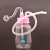 Tuyaux d'eau de bong de brûleur à mazout en plastique portatifs avec le tube de silicone de tuyau de brûleur à mazout en verre de Pyrex épais de 10mm pour l'outil de fumer