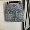 Dżinsowa spódnica druk projekt wysokiej talii Slim Sexy Bag Hip Casual Fashion Blue Spódnica