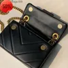 Borse a Spalla Sera Kurt Geiger London Vera Pelle di Pecora 5A Catene Borsa a Tracolla Piccola Borsa con Patta 20 cm Nero Oro/Argento Catena Messen