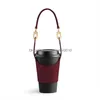 Drinkware Handle Creative Pu Leather Coffee Cup Holder Pouch Carrier With Handle Sleeve Custom For Travel Outdoor Activity 916 Home Ga Dhvqx